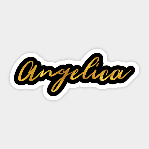 Angelica Name Hand Lettering in Faux Gold Letters - Angelica - Sticker